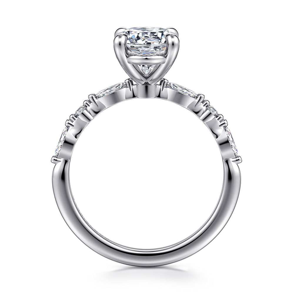14K White Gold Accented Oval Diamond Semi-Mount Ring 0.30CTW.