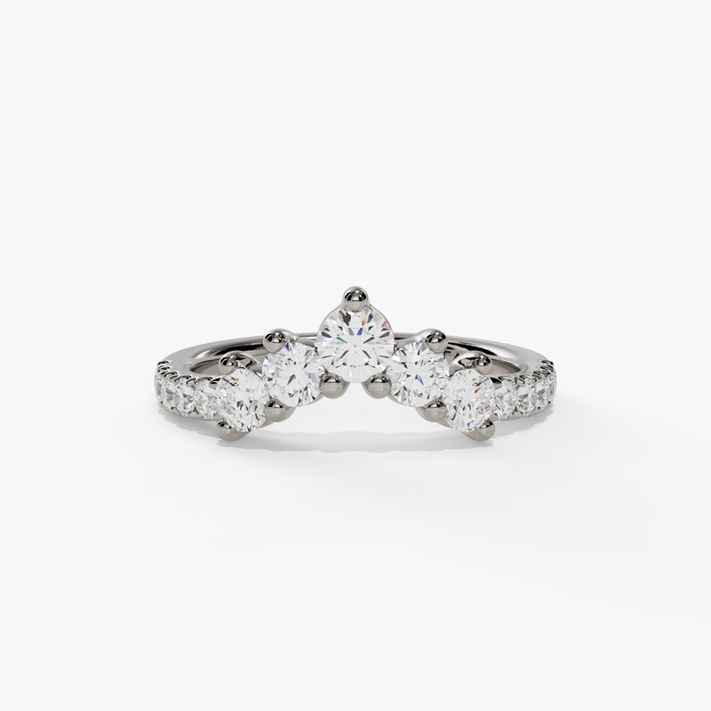 14K White Gold Round Cluster Lab Grown Diamond Curved Band (0.45 ctw)