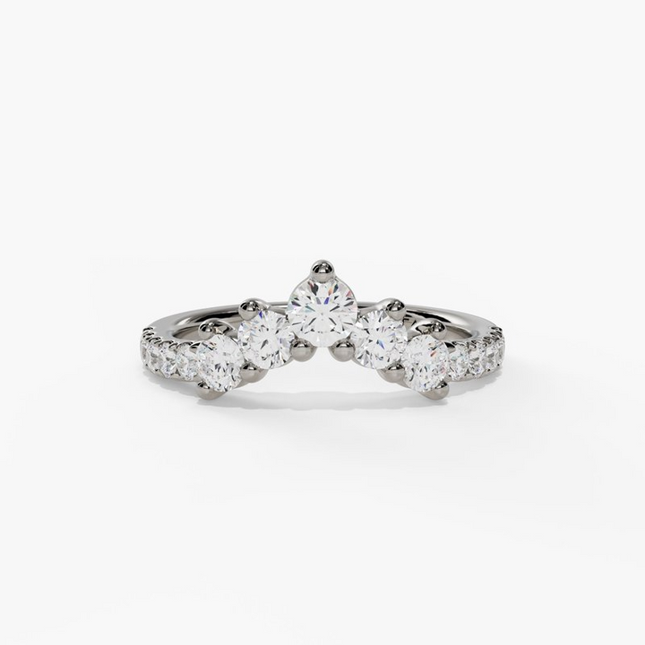 14K White Gold Round Cluster Lab Grown Diamond Curved Band (0.45 ctw)