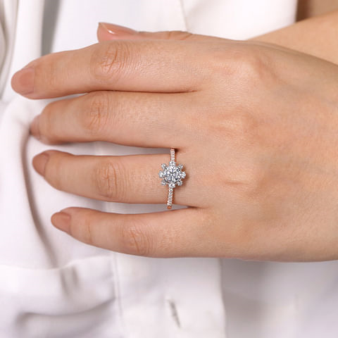 14K Rose Gold Accented Round Diamond Semi-Mount Ring .30CTW.