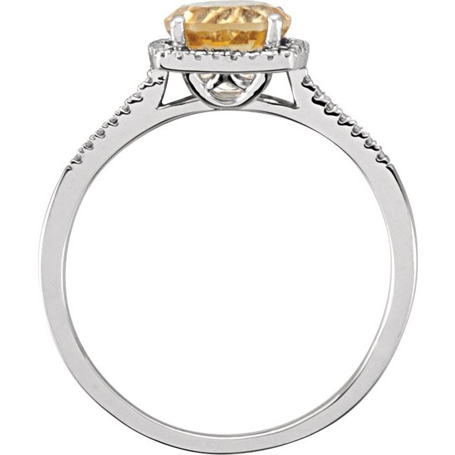 Sterling Silver Natural Citrine Halo Cocktail Ring