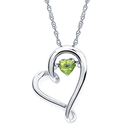 Sterling Silver Peridot Heart Pendant Necklace