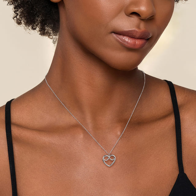 Sterling Silver Heart Love Knot Pendant Necklace