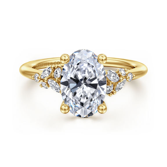 14K Yellow Gold Oval Diamond Engagement Ring