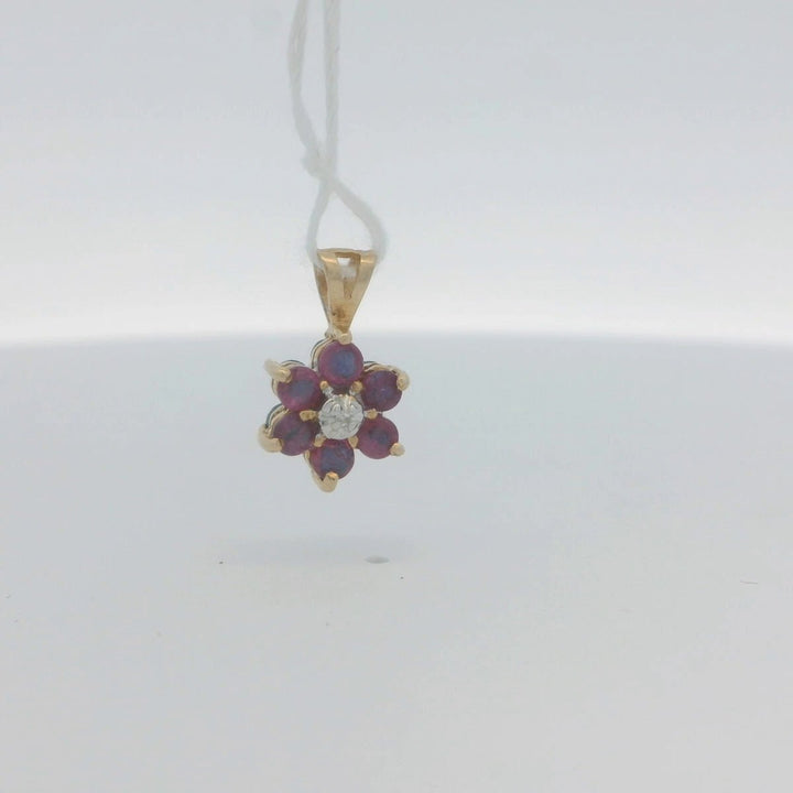 14K Yellow Gold Estimated 0.02 CTW Natural Diamond Flower Pendant