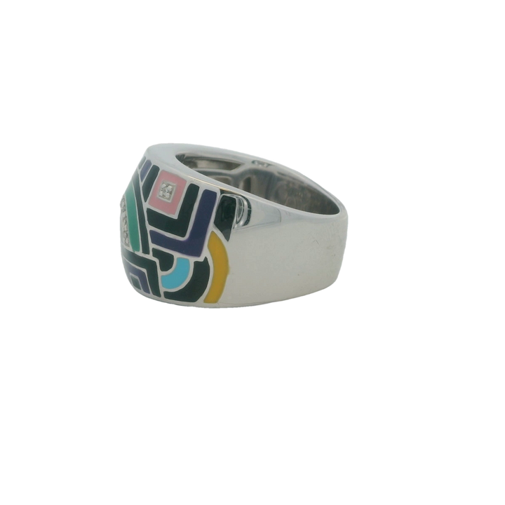 Sterling Silver Ceramic Mosaic Fashion Ring