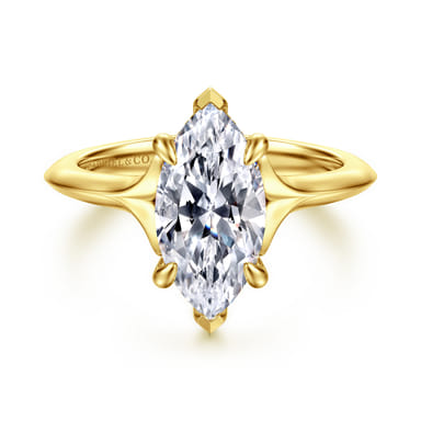 14K Yellow Gold Marquise Split Shank Engagement Ring Setting (0.05 CTW.)