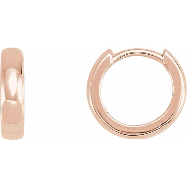 14K Rose Gold Wide Huggie Hoop Earrings