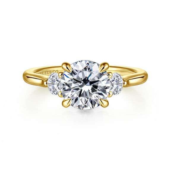 14K Yellow Gold Round Three Stone Diamond Engagement Ring (0.30 ctw)