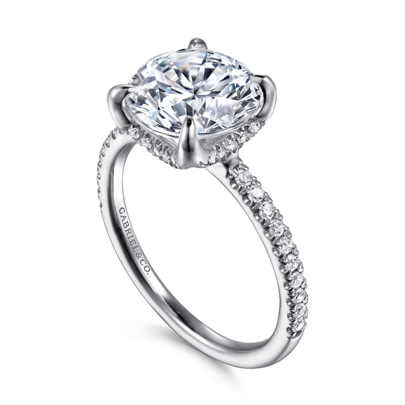 14K White Gold Round Diamond Engagement Ring