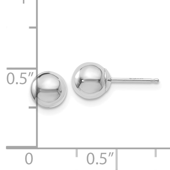 14K White Gold 6mm Fashion Stud Earrings