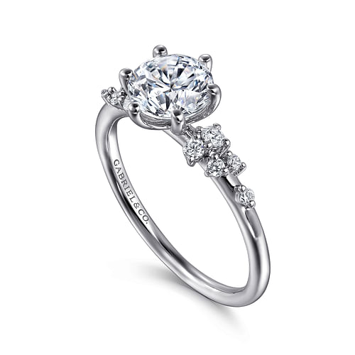 14K White Gold Accented Round Diamond Semi-Mount Ring 0.17CTW.