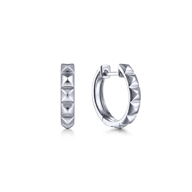 Sterling Silver Pyramid Huggie Earrings