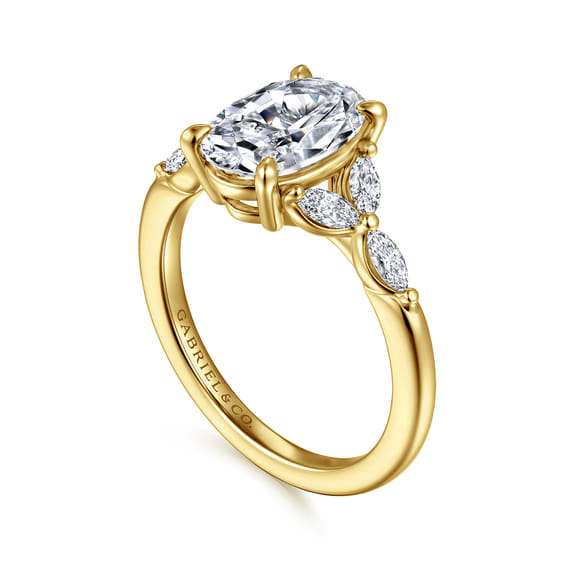 14K Yellow Gold Oval Diamond Engagement Ring