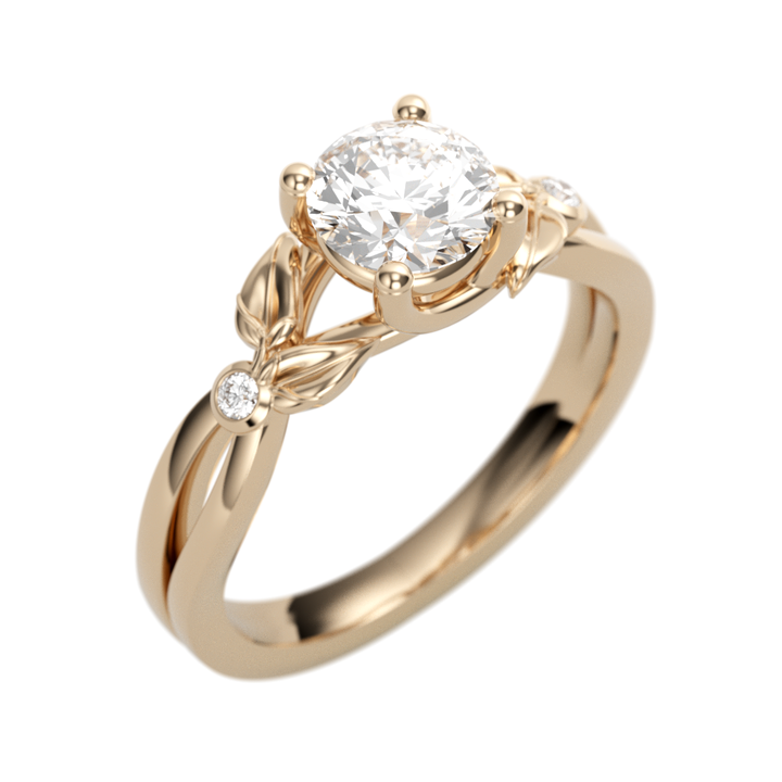 14K Rose Gold Floral Twist Round Diamond Semi-Mount Ring .03CTW.