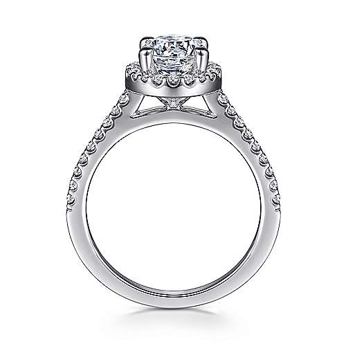 14K White Gold Halo Round Diamond Semi-Mount Ring 0.28CTW.