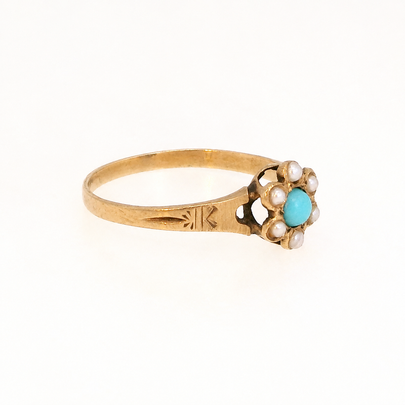 10KY TURQ. / PEARL RING 075