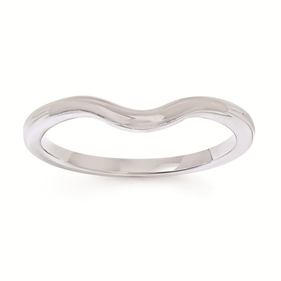14K White Gold Curved Wedding Band