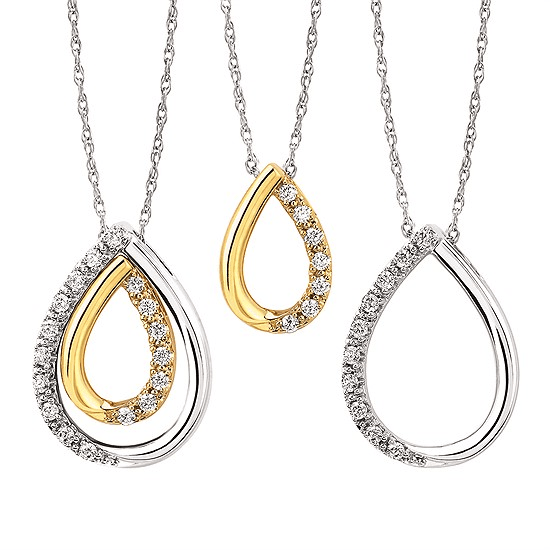 10K Yellow Gold 0.17CTW. Natural Diamond Statement Pendant Necklace