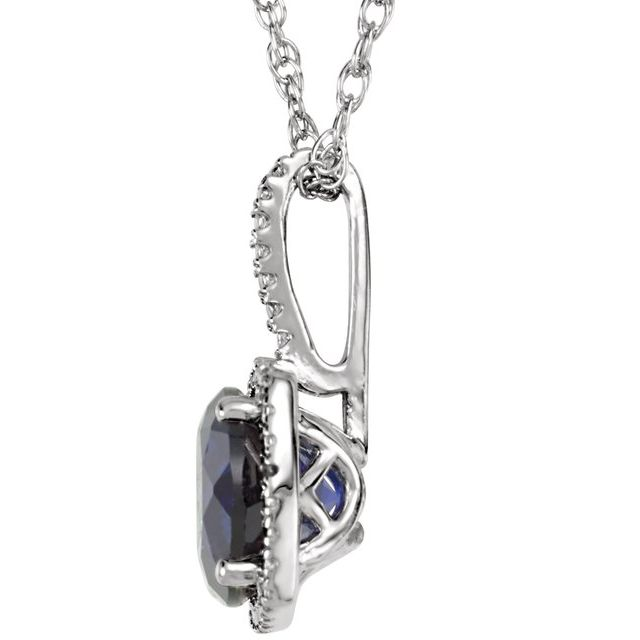 Sterling Silver Natural Diamond and Lab Grown Sapphire Diamond Necklace Pendant