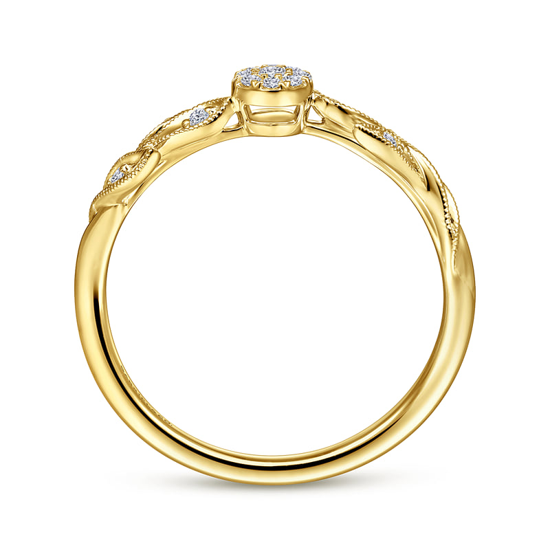 14K Yellow Gold Floral Diamond Promise Ring (0.10 ctw)