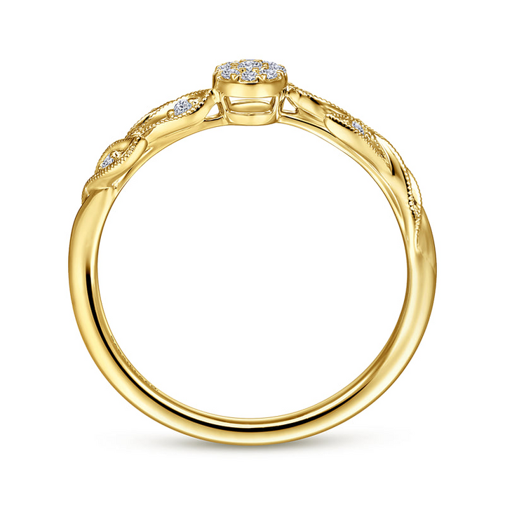 14K Yellow Gold Floral Diamond Promise Ring (0.10 ctw)