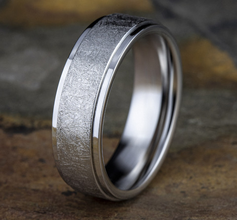 Silver Tone Cobalt Swirl Comfort Fit 7mm Wedding Band