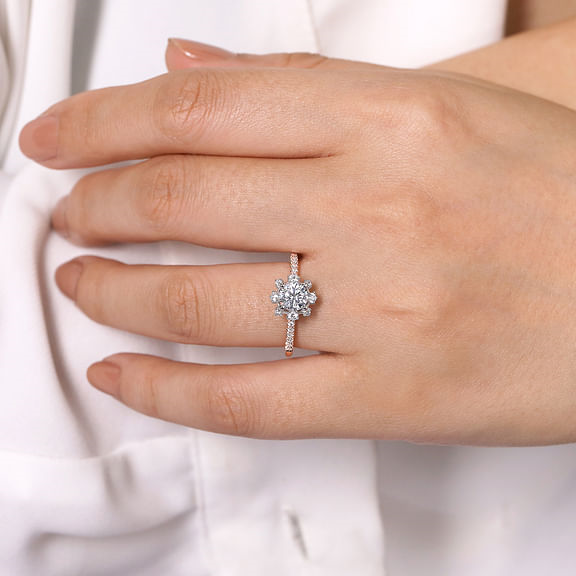 14K Rose Gold Halo Accented Round Diamond Semi-Mount Ring .30CTW.