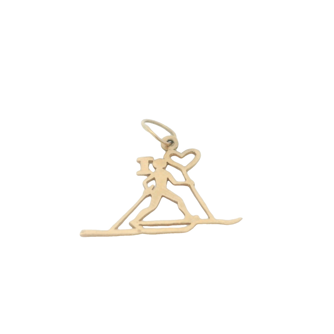 14KY I Heart Skiing Charm