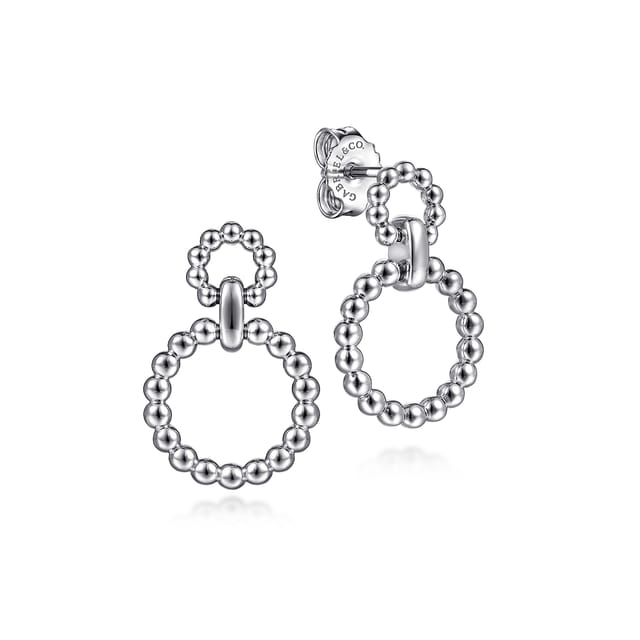 Circle Sterling Silver Beaded Drop Earrings