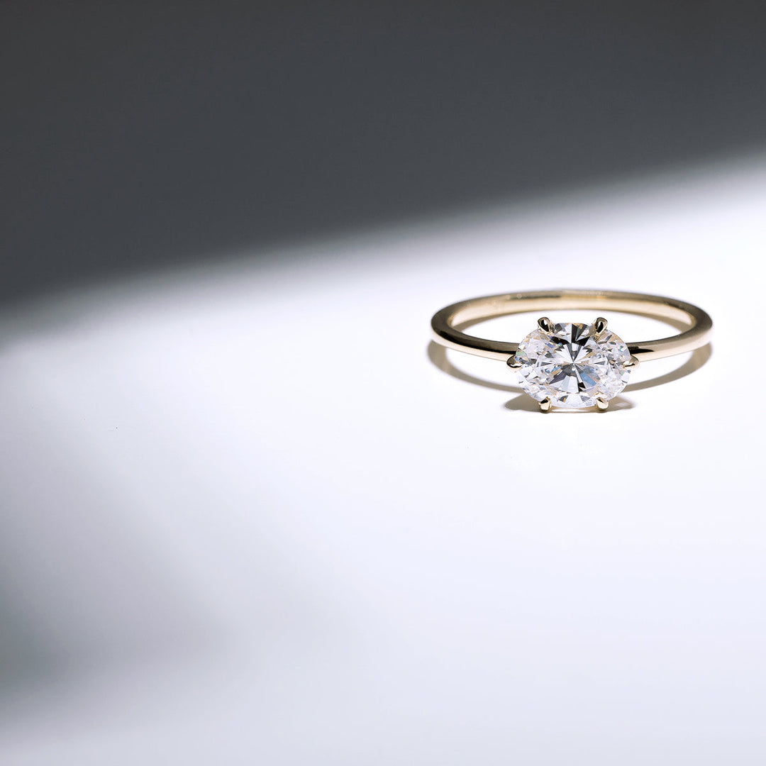 18K Gold East-West Engagement Ring 1.6mm