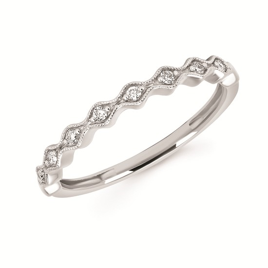 14K White Gold 0.09CTW Natural Diamond Stackable Ring