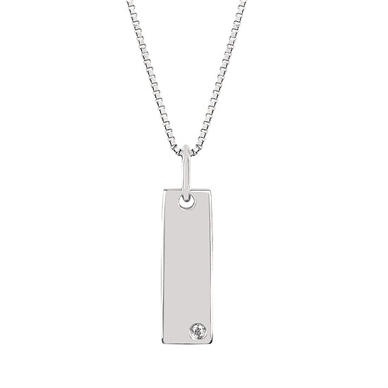 Sterling Silver .02CTW. Natural Diamond Bar Pendant Necklace