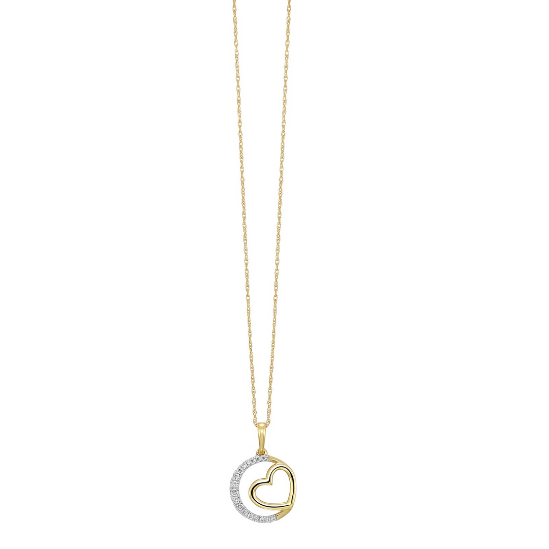 10KT Yellow Gold .10CTW Diamond Pendant Necklace