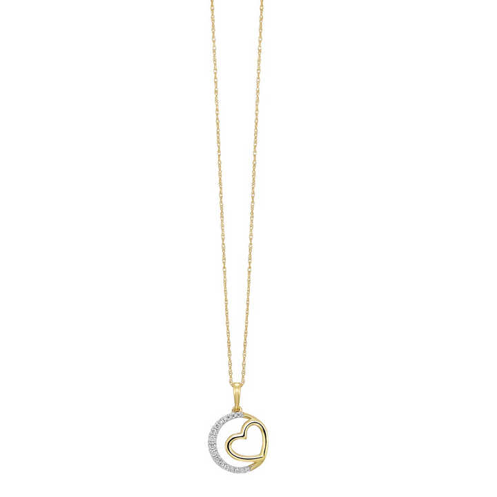10KT Yellow Gold .10CTW Diamond Pendant Necklace