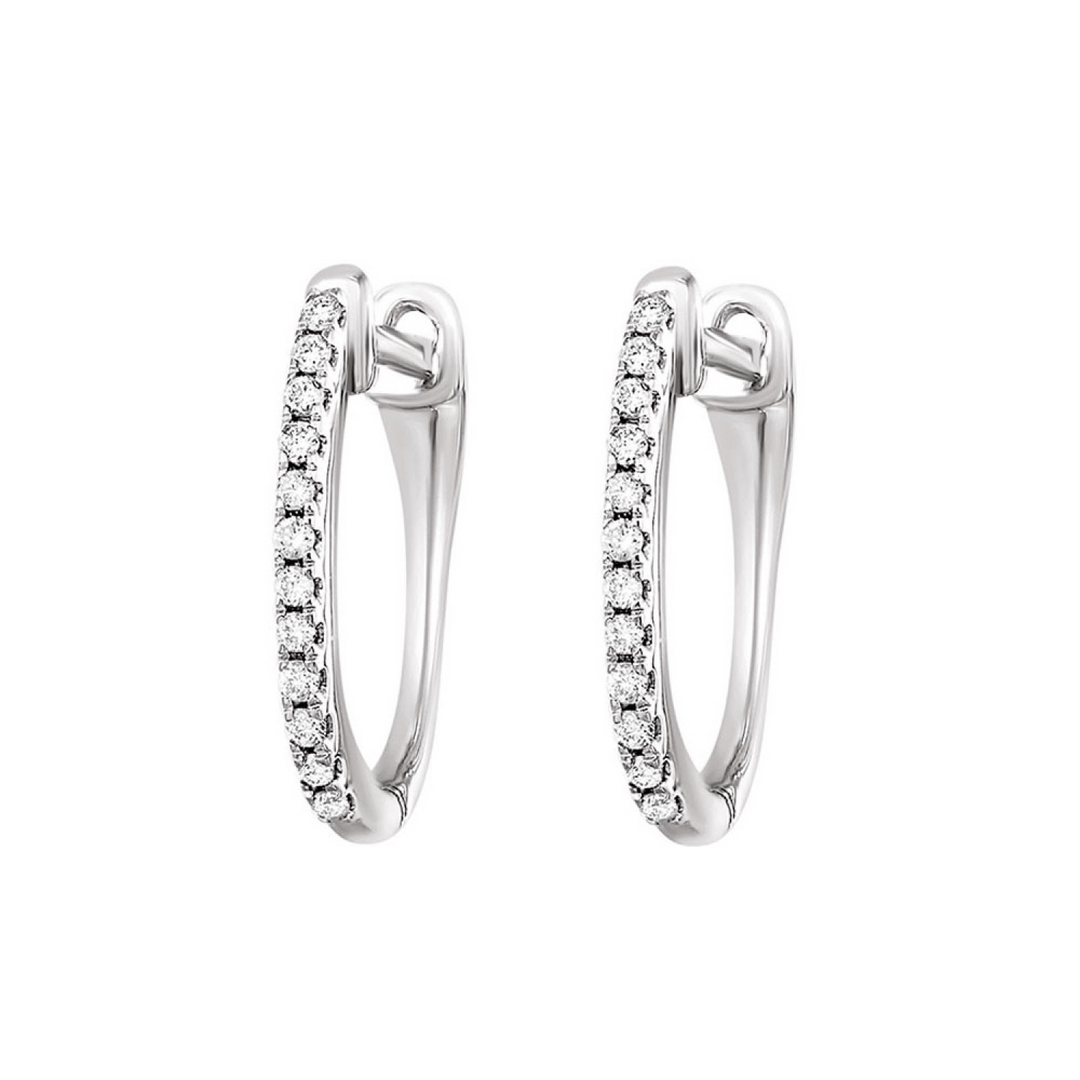 10K White Gold .10CTW Natural Diamond Diamond Hoop Earrings