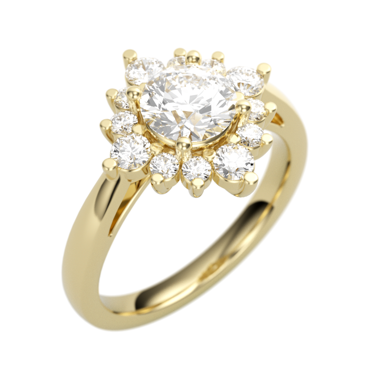 14K Yellow Gold Halo Round Diamond Semi-Mount Ring .48CTW.