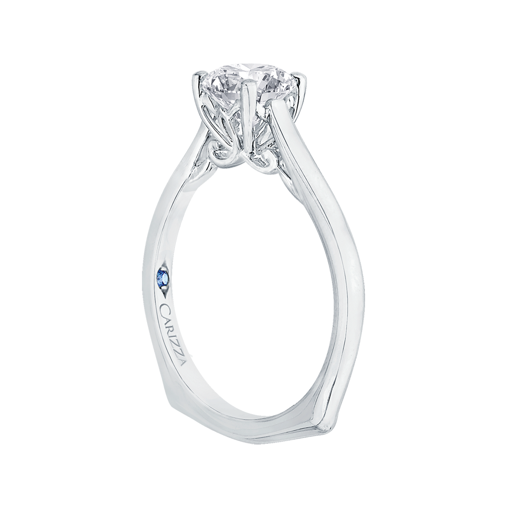 14K White Gold Solitaire Round Diamond Semi-Mount Ring