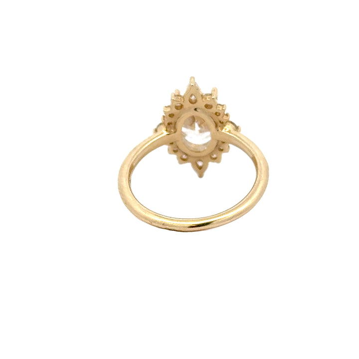 14K Yellow Gold Halo Vintage Oval Diamond Semi-Mount Ring 0.52CTW.