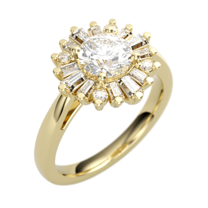 14K Yellow Gold Vintage Halo Round Diamond Semi-Mount Ring .44CTW.