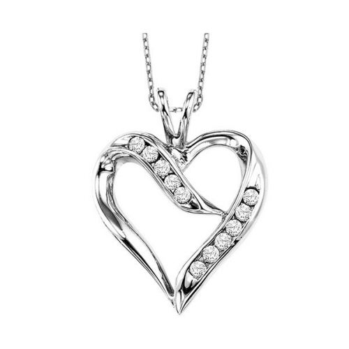 Sterling Silver Diamond Heart Pendant