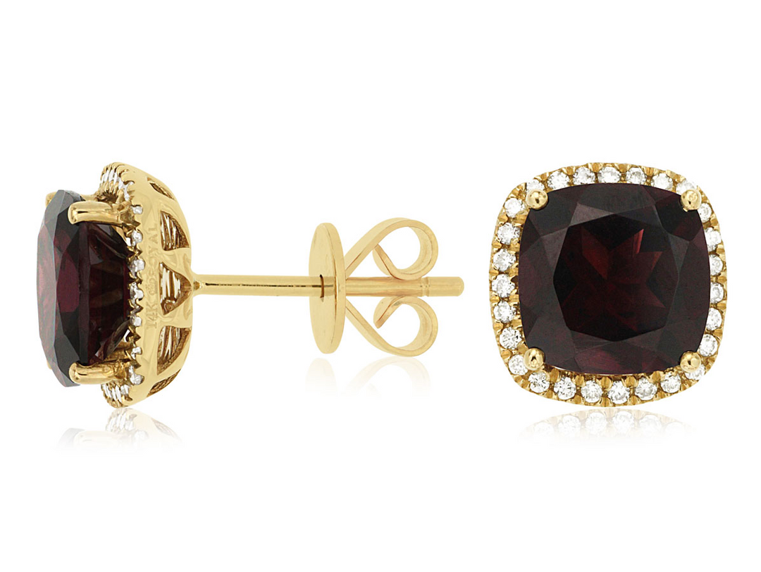 14KY .21 CTW DIA / GARNET EARR