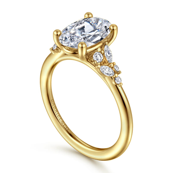 14K Yellow Gold Oval Diamond Engagement Ring