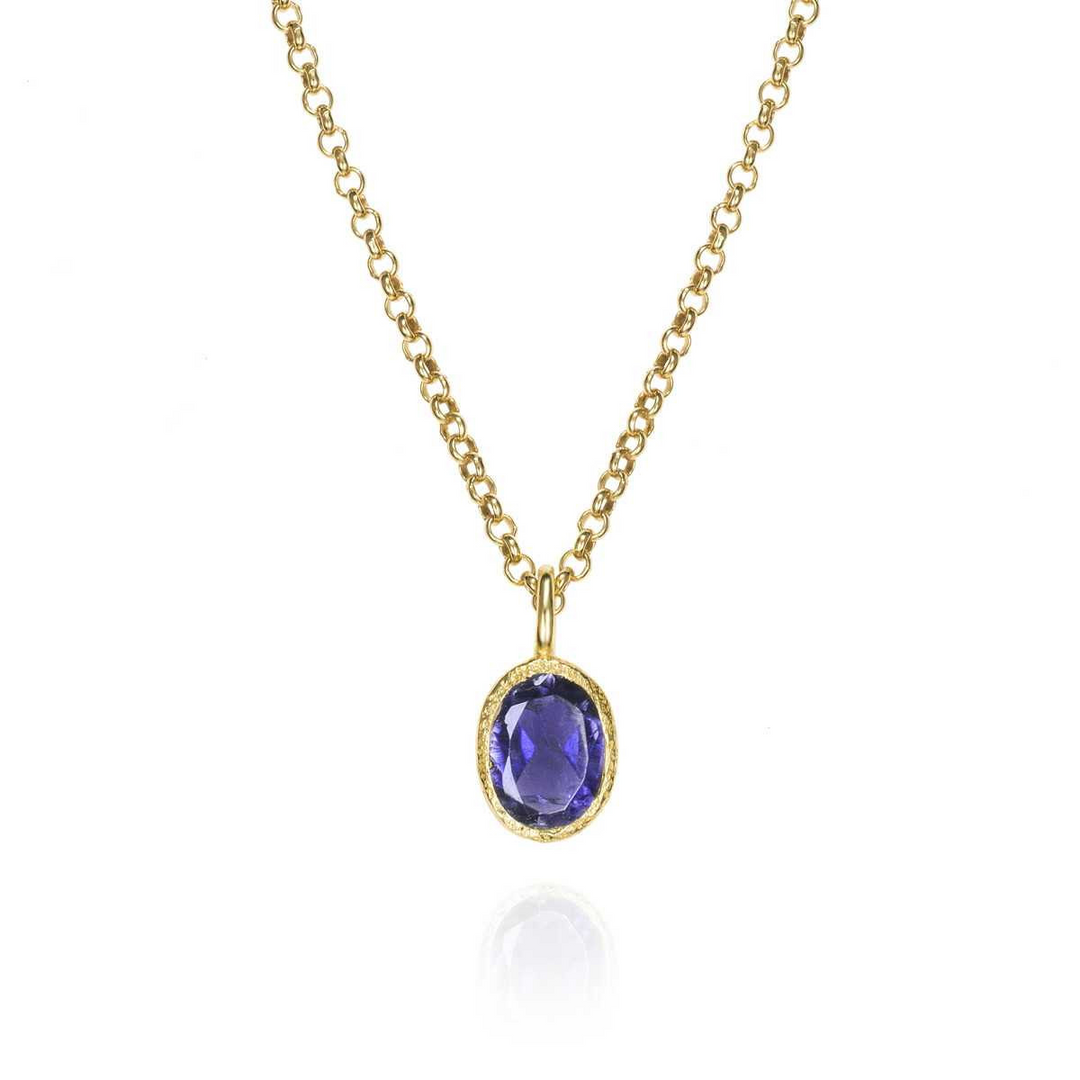 Sterling Silver Natural Sapphire Pendant in 18k Gold Plating