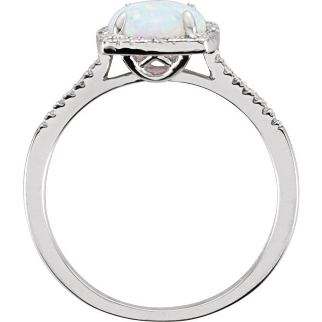 Sterling Silver Lab Grown Opal Halo Cocktail Ring