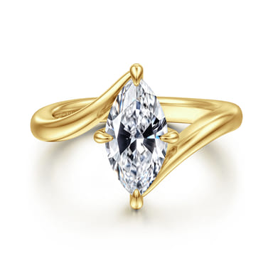 14K Yellow Gold Marquise Bypass Solitaire Engagement Ring Setting (1.5 ct.)