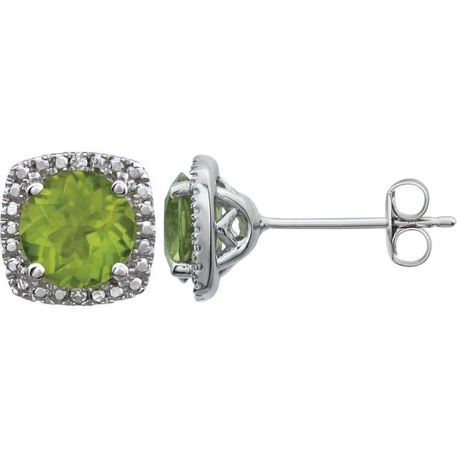 Sterling Silver Natural Peridot Fashion Stud Earrings