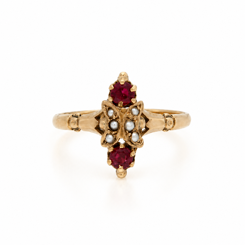 10KY RUBY  / PEARL RING 0201
