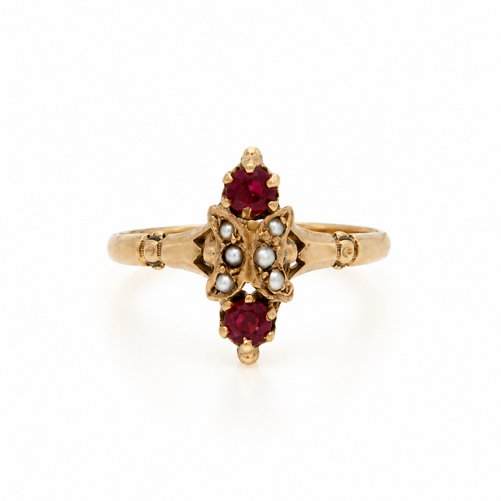 10KY RUBY  / PEARL RING 0201