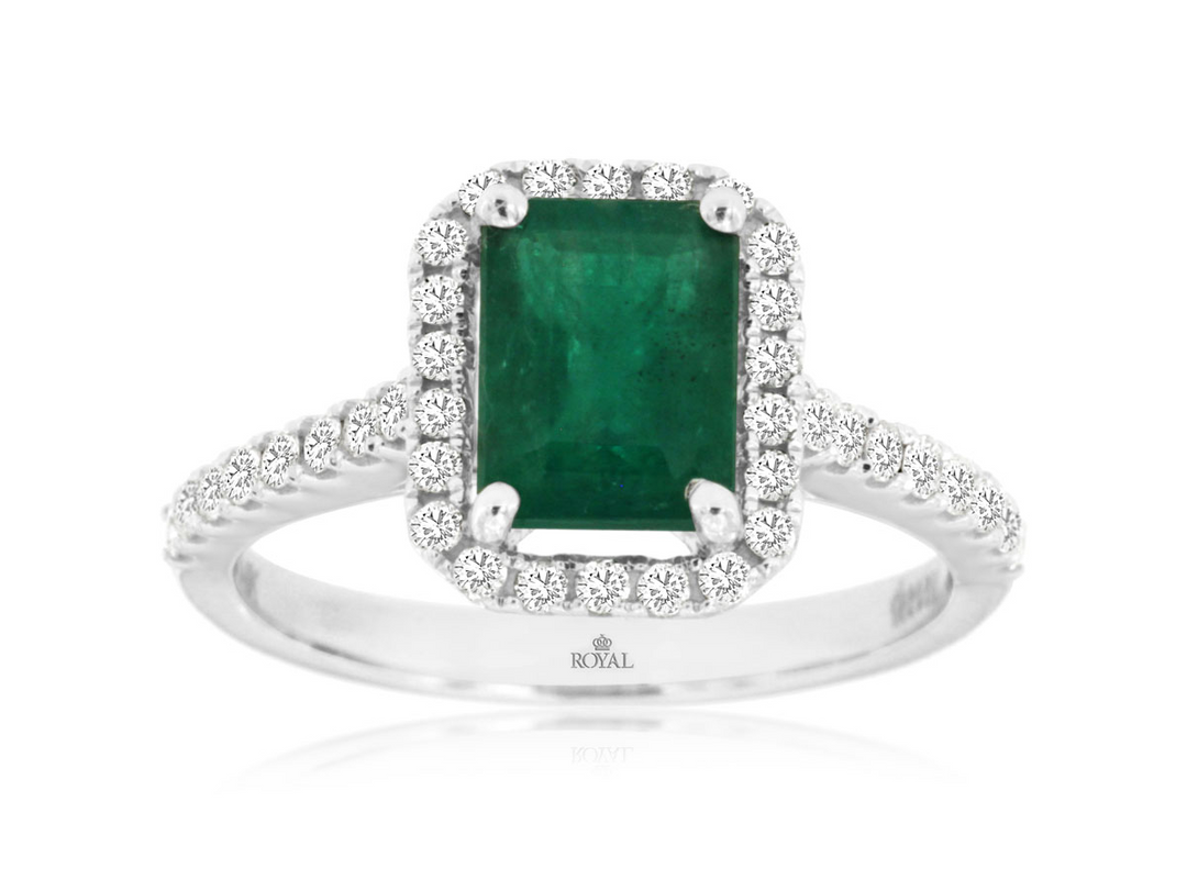 14KW .45 CTW DIA / EMERALD RIN
